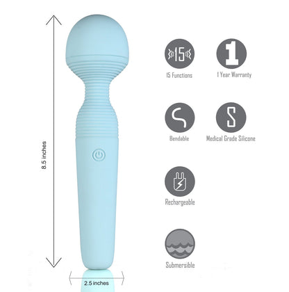 Grace Bendable Vibrating Pleasure Wand - Blue MTAV305