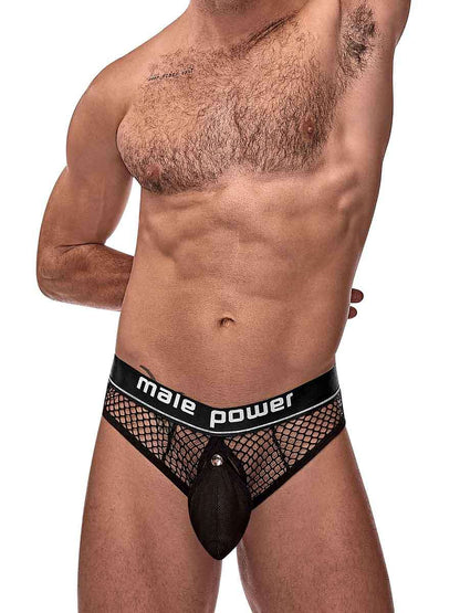 Cock Pit Net Cock Ring Thong - L/ XL - Black MP-410260BKLX