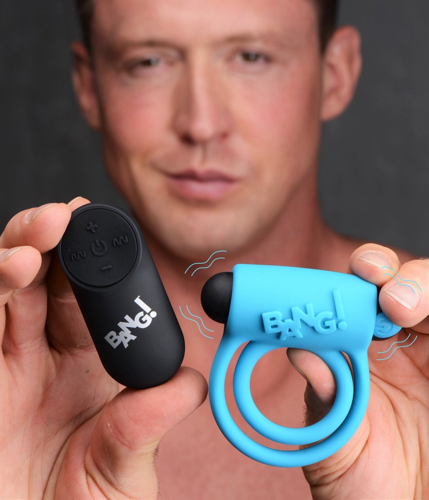 Bang - Silicone Cockring and Bullet With Remote Control - Blue BNG-AG572-BLU