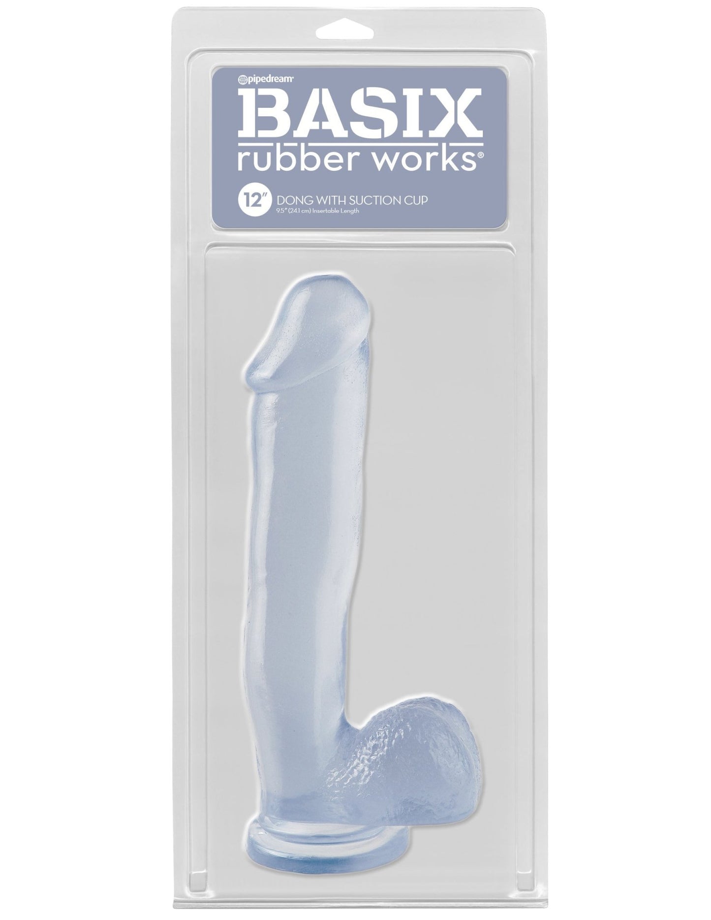 Basix Rubber Works 12 Inch Dong With Suction Cup - Clear PD4231-20