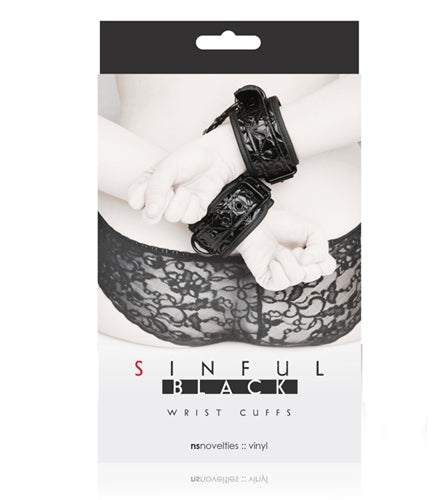 Sinful Wrist Cuffs - Black NSN1223-13