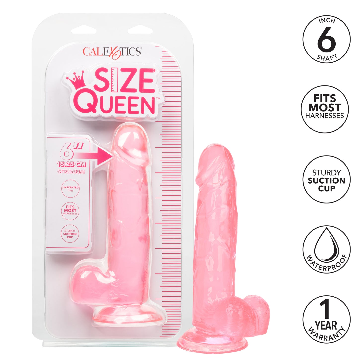 Size Queen 6 inch/15.25 Cm - Pink SE0260052