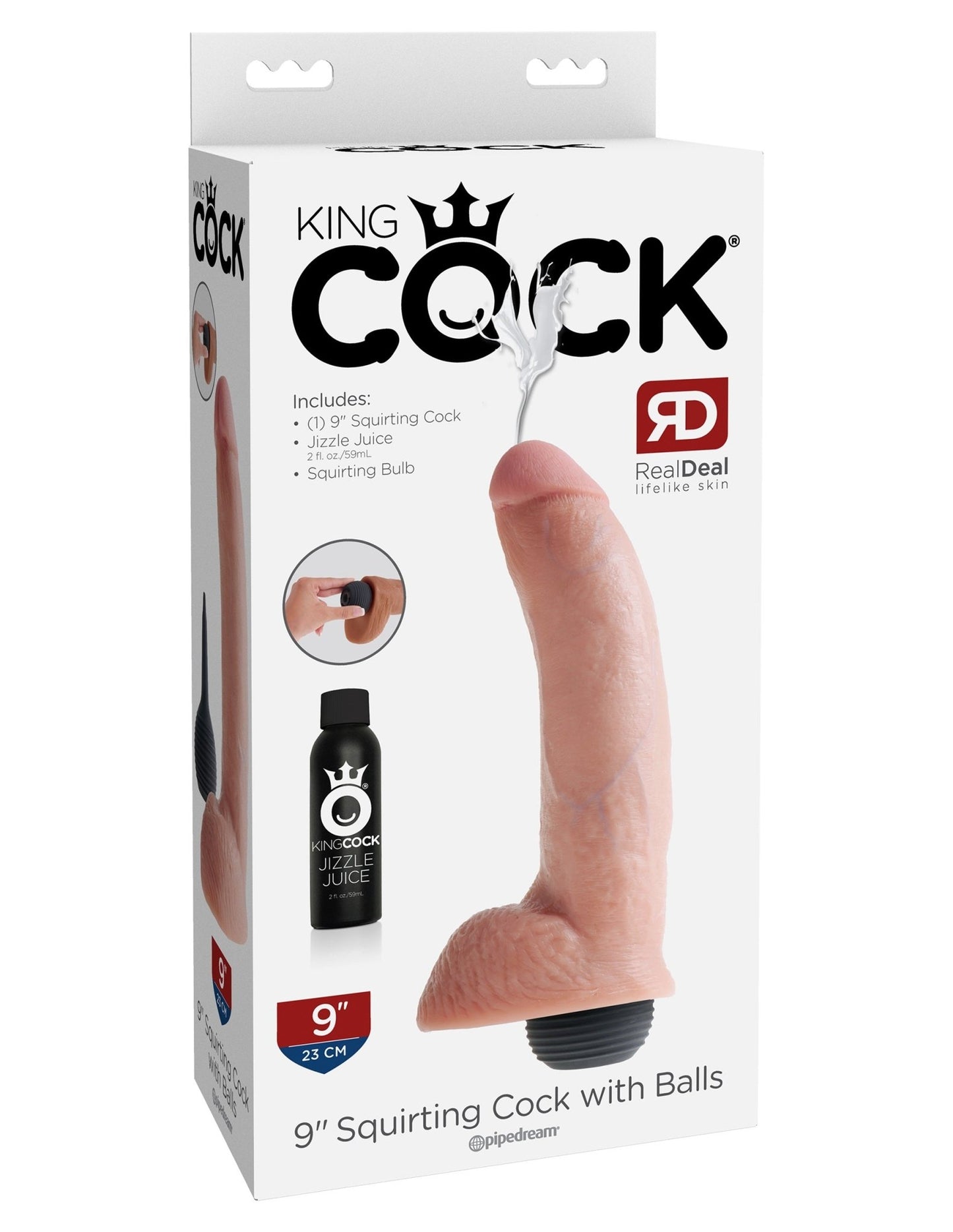 King Cock 9 Inch Squirting Cock With Balls - Flesh PD5603-21