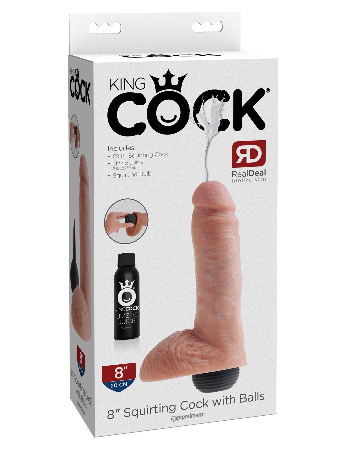 King Cock 8 Inch Squirting Cock With Balls - Light PD5602-21