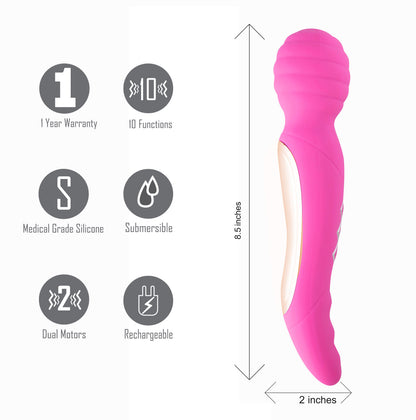 Zoe Twisty Dual Vibrating Pleasure Wand - Pink MTAV302-PK