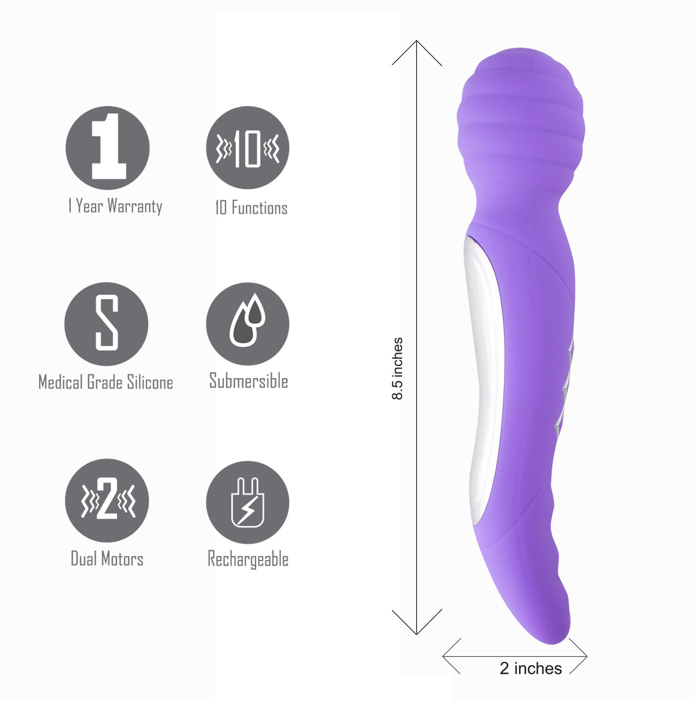 Zoe Twisty Dual Vibrating Pleasure Wand - Purple MTAV-302