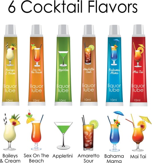 Liquor Lube Assorted Flavors 72 Pcs Display - Display - 6 Cocktail Flavors - 10ml Tubes HTP2649D