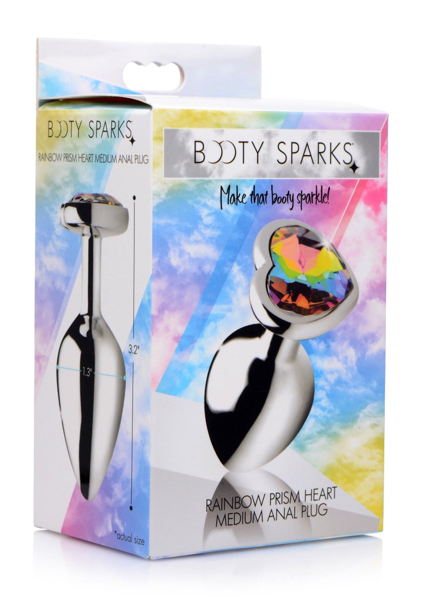 Rainbow Prism Heart Anal Plug - Medium BTYS-AG374-MED