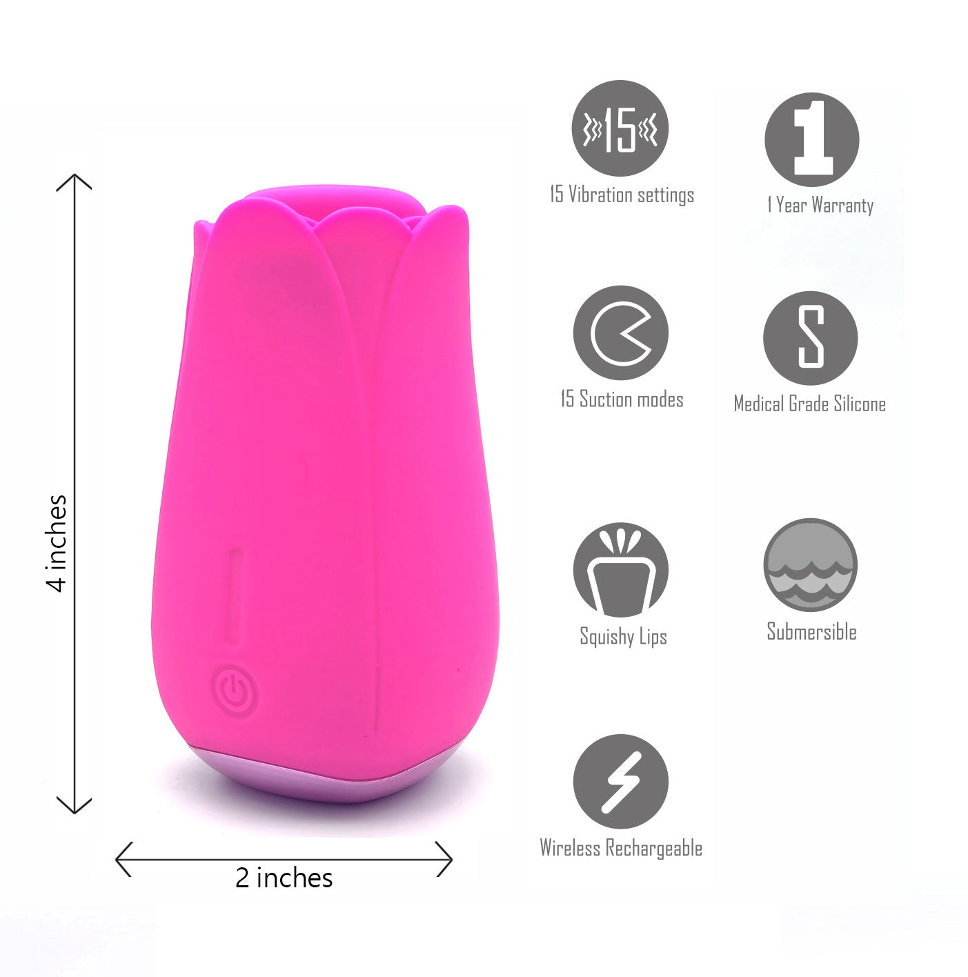 Tulip Pro 15-Function Suction Vibe With Wireless Charging - Pink MTMA2103V2-P4