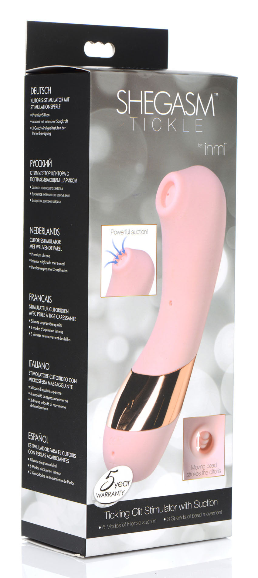 Shegasm Tickle Tickling Clit Stimulator With Suction - Pink INM-AF938