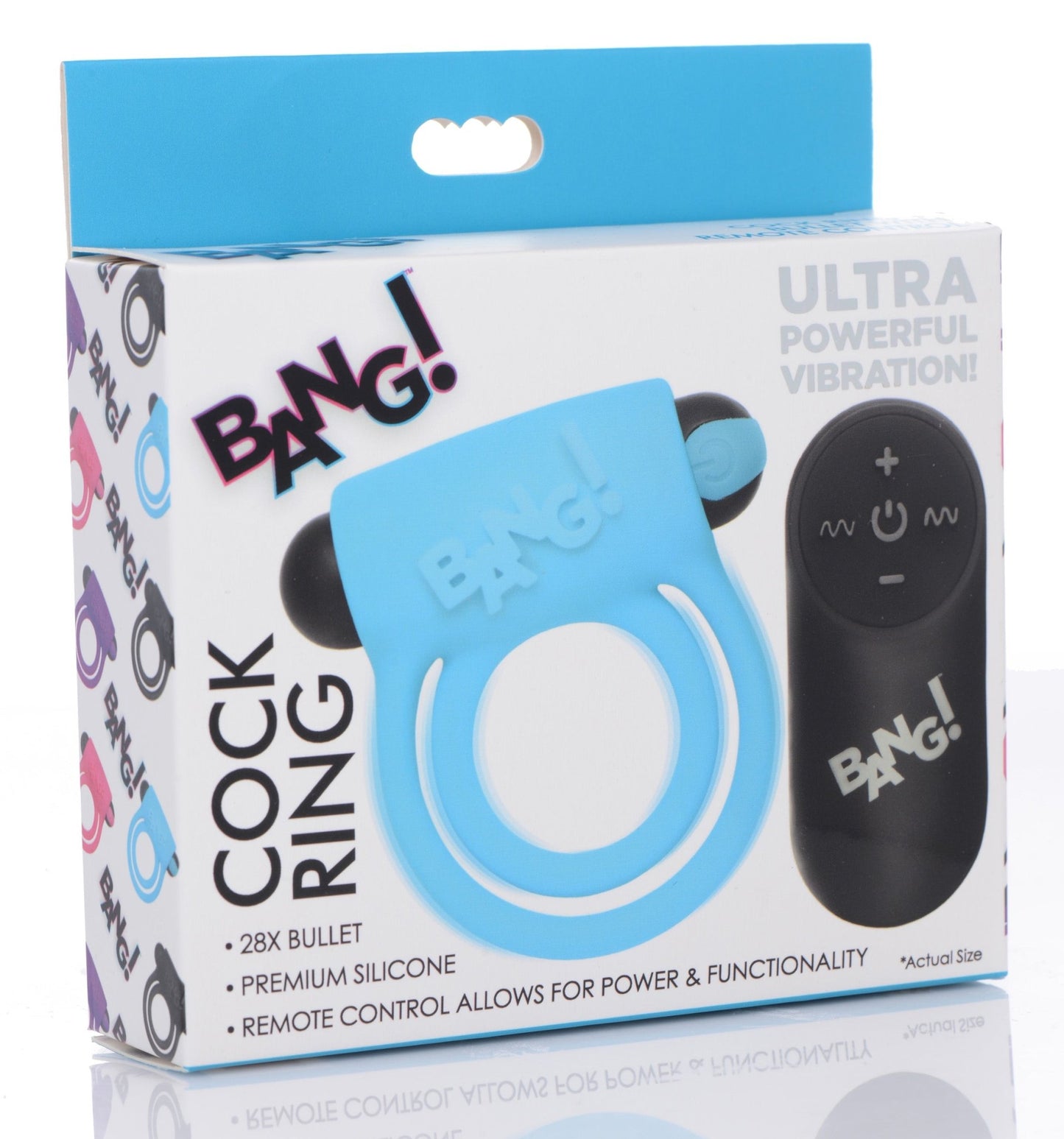 Bang - Silicone Cockring and Bullet With Remote Control - Blue BNG-AG572-BLU