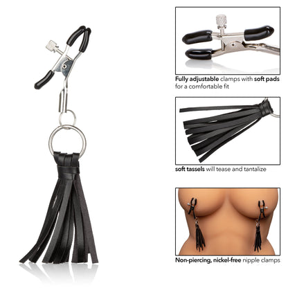 Nipple Play Playful Tassels Nipple Clamps - Black SE2614052