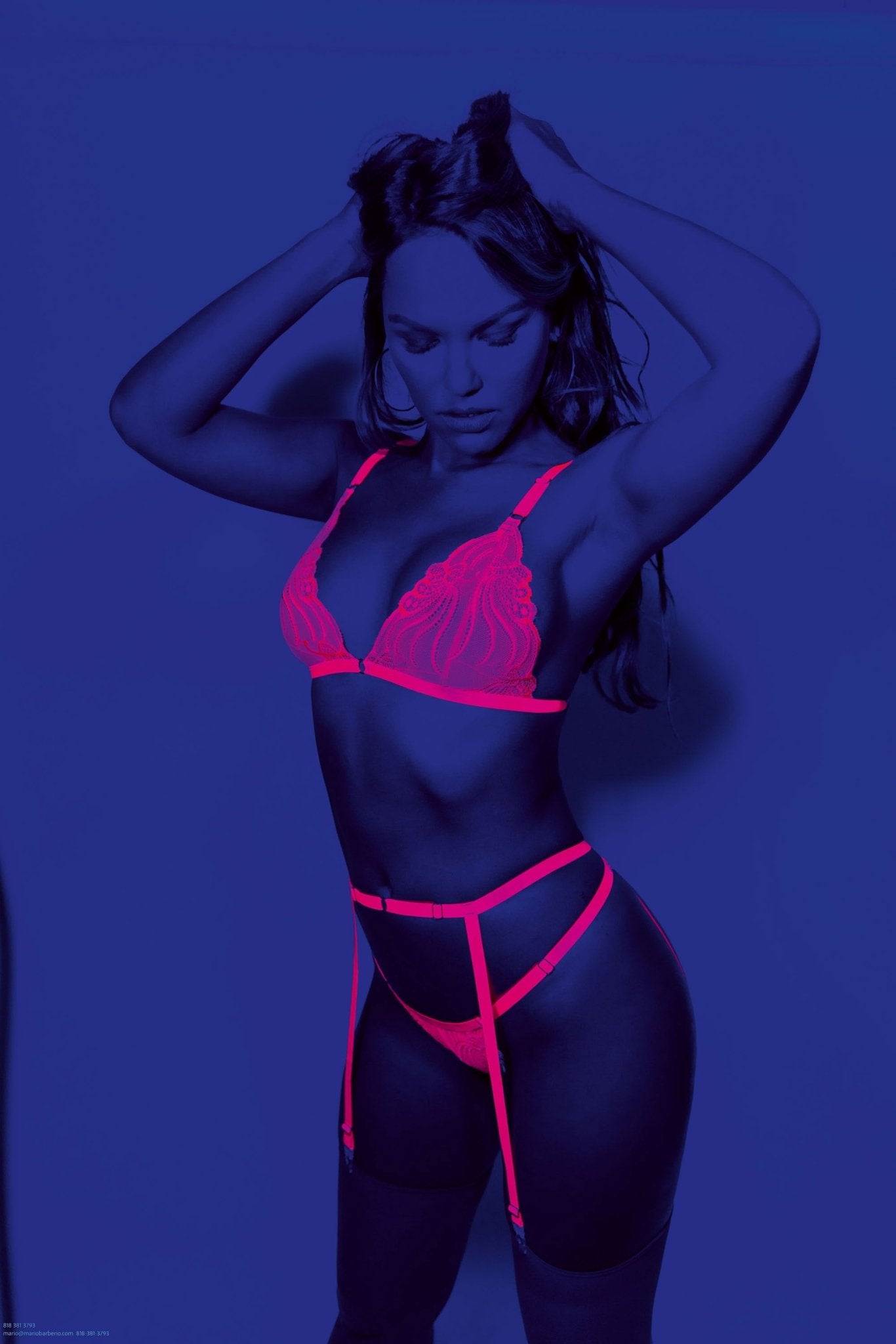 Neon 3 Pc Bra Set - One Size - Neon Pink ES-73158NPNKOS