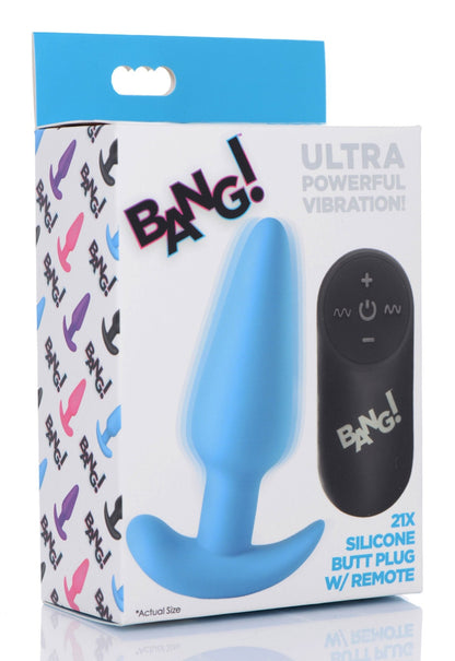 21x Silicone Butt Plug With Remote - Blue BNG-AG563-BLU