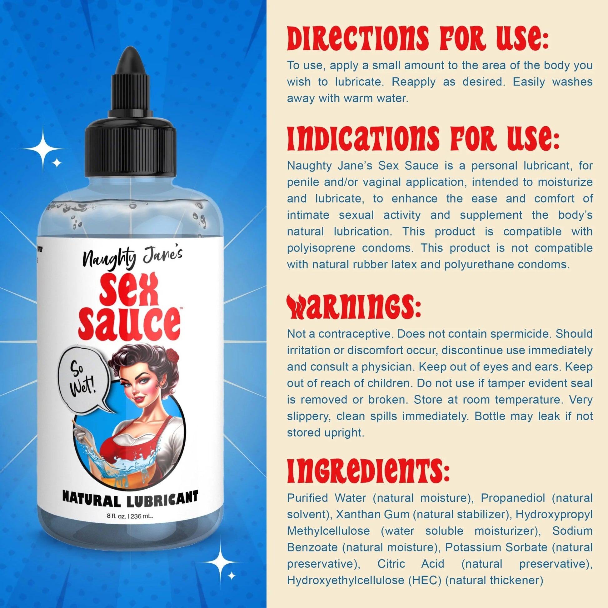 Naughty Jane's Sex Sauce Natural Lubricant 8oz NJ-AH396-8OZ