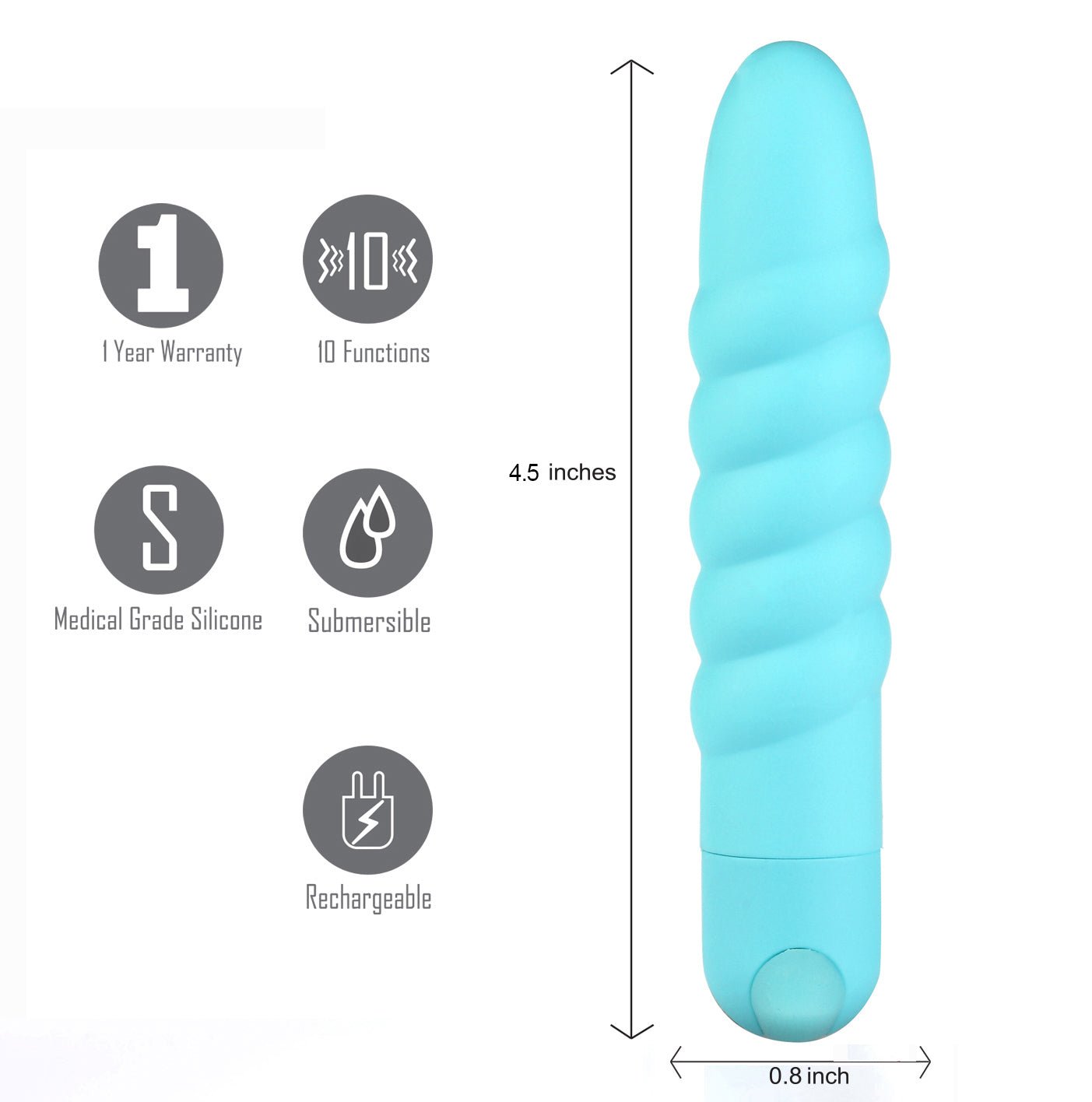 Lola 10 Function Vibrating Twisty Bullet - Teal MTMA331