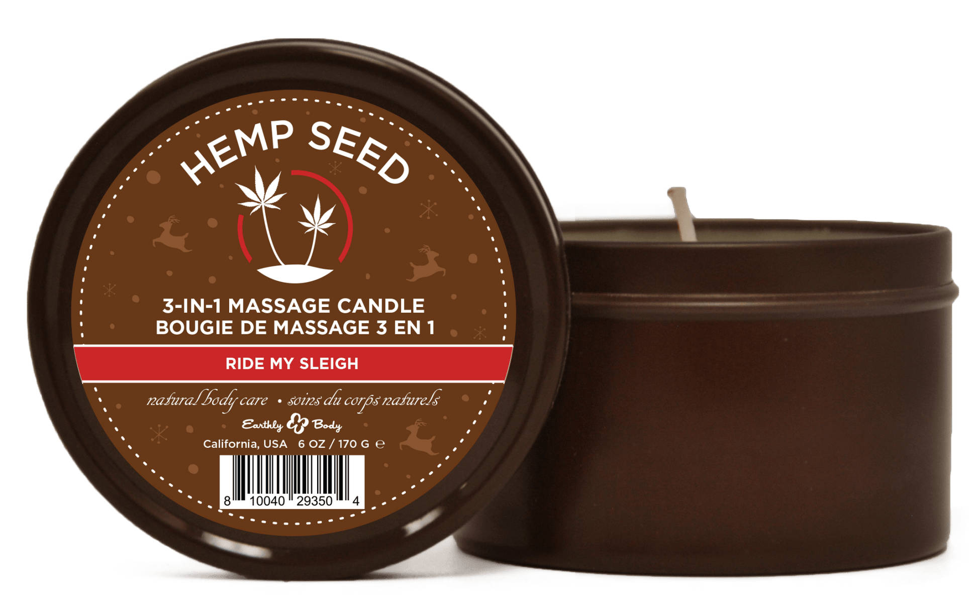 Hemp Seed 3-in-1 Massage Candle Ride My Sleigh  6oz/ 170 G EB-HSCH021C