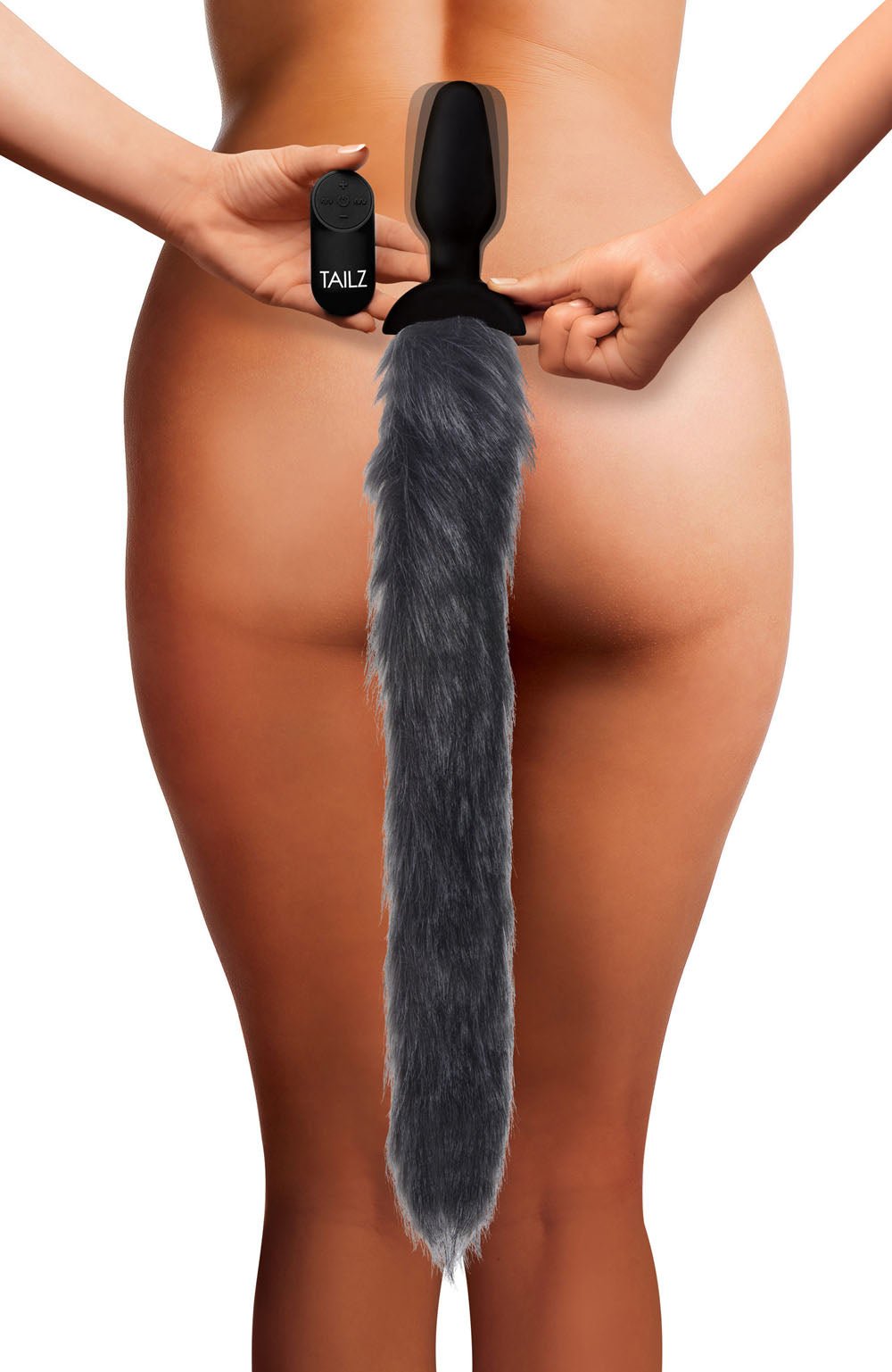 Grey Fox Tail Vibrating Anal Plug TZ-AG187