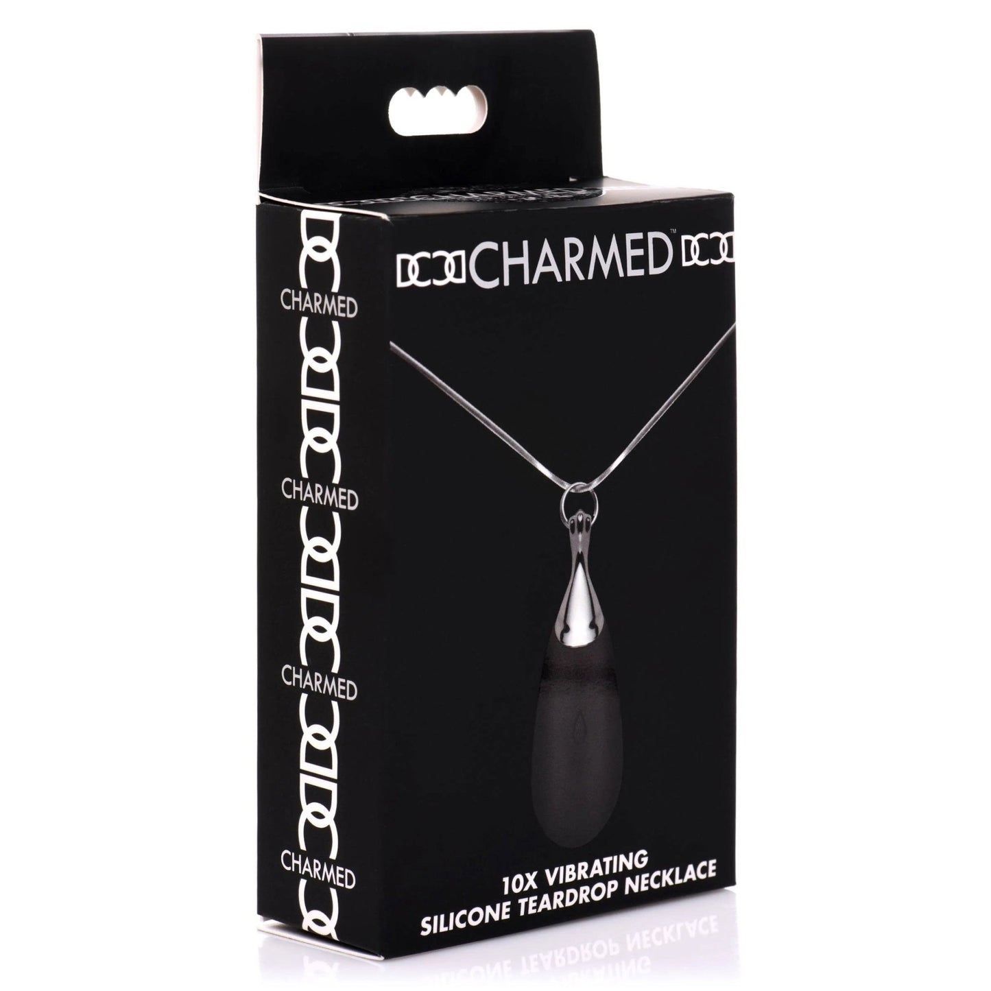 10x Vibrating Silicone Teardrop Necklace - Black CH-AH103