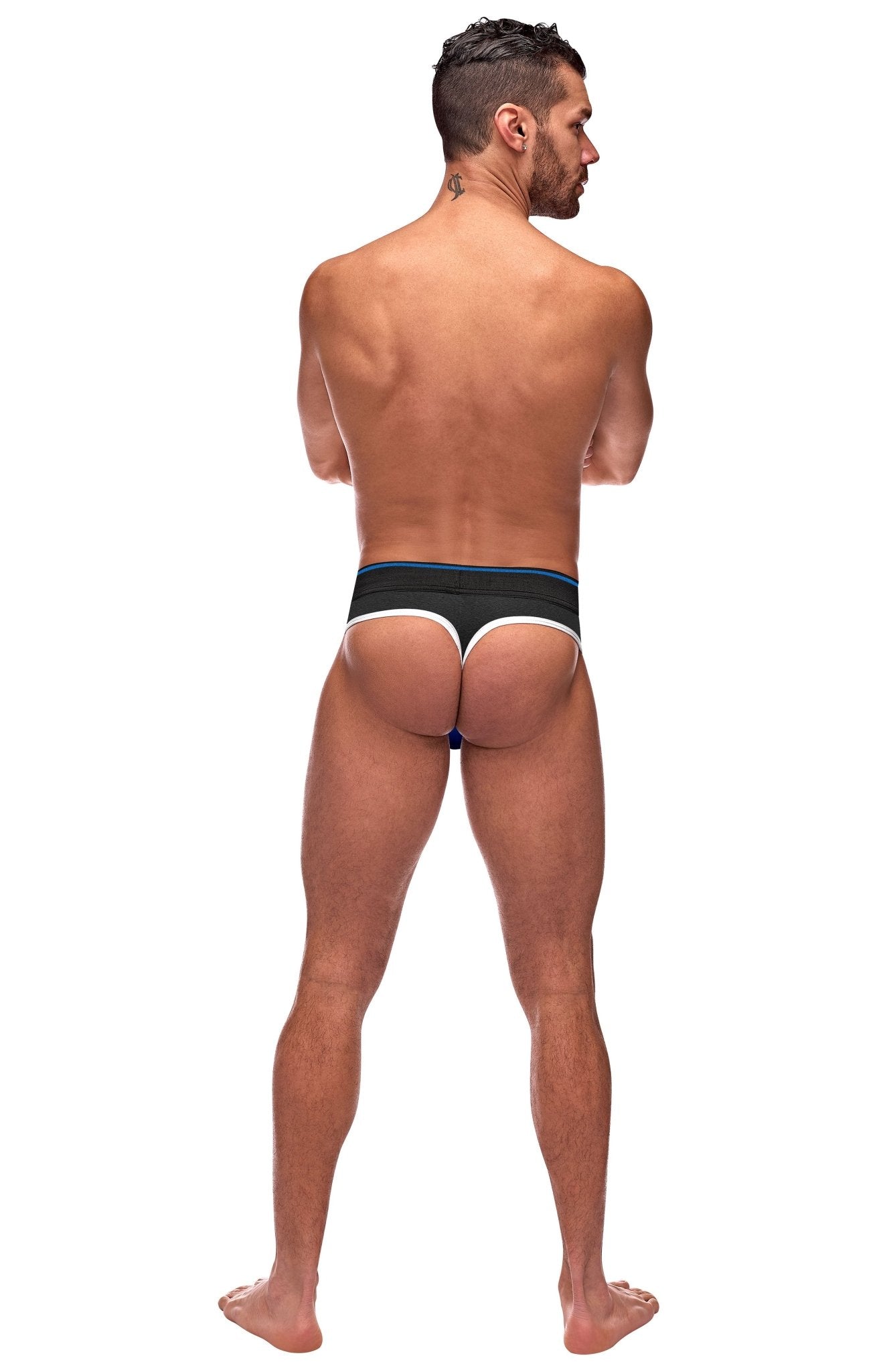 Retro Sport Panel Thong - S/ M - Black/ Blue MP-414265RBSM