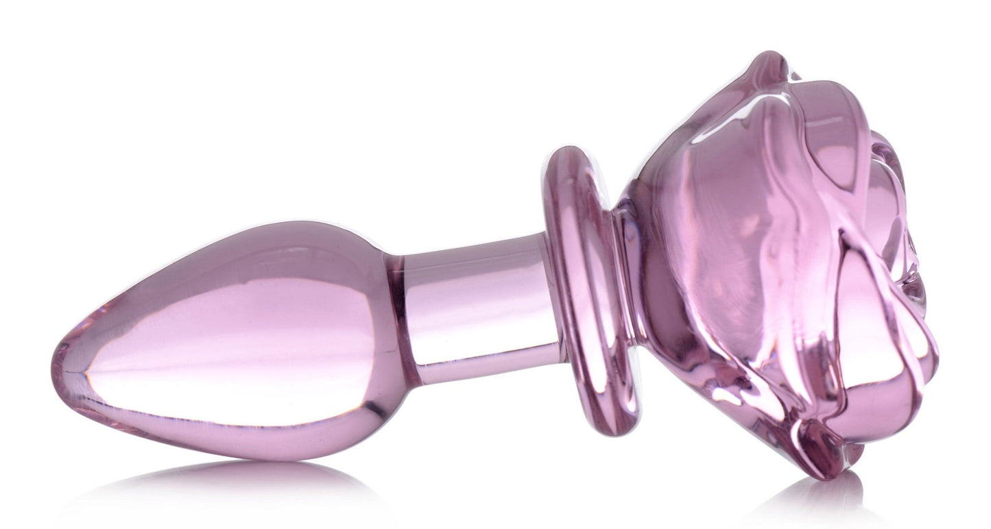 Pink Rose Glass Anal Plug - Small BTYS-AG650-SML