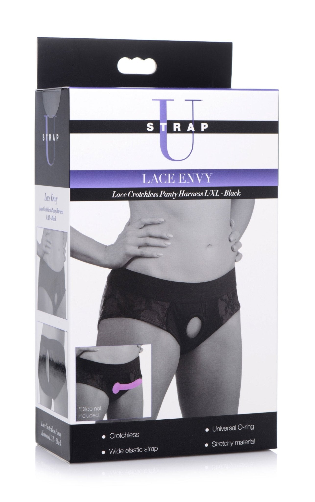 Lace Envy Black Crotchless Panty Harness - L/xl SU-AG453-LXL