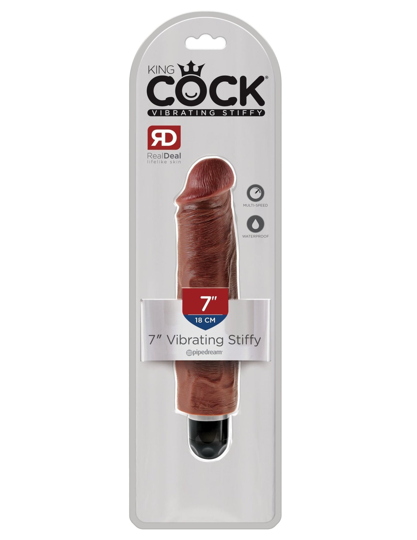 King Cock 7 Inch Vibrating Stiffy - Brown PD5522-29