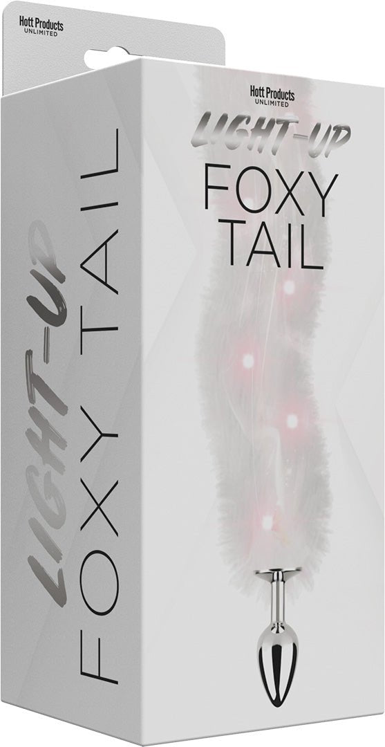 Foxy Tail - Light Up Faux Fur Butt Plug - White Plug - White HTP3481