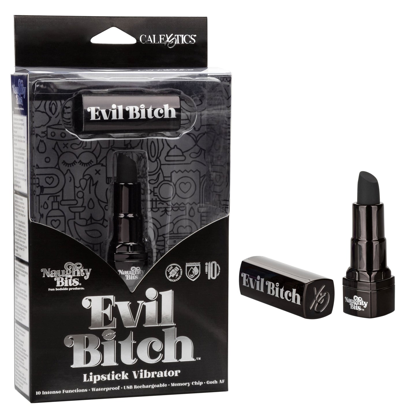 Naughty Bits Evil Bitch Lipstick Vibrator - Black SE4410053