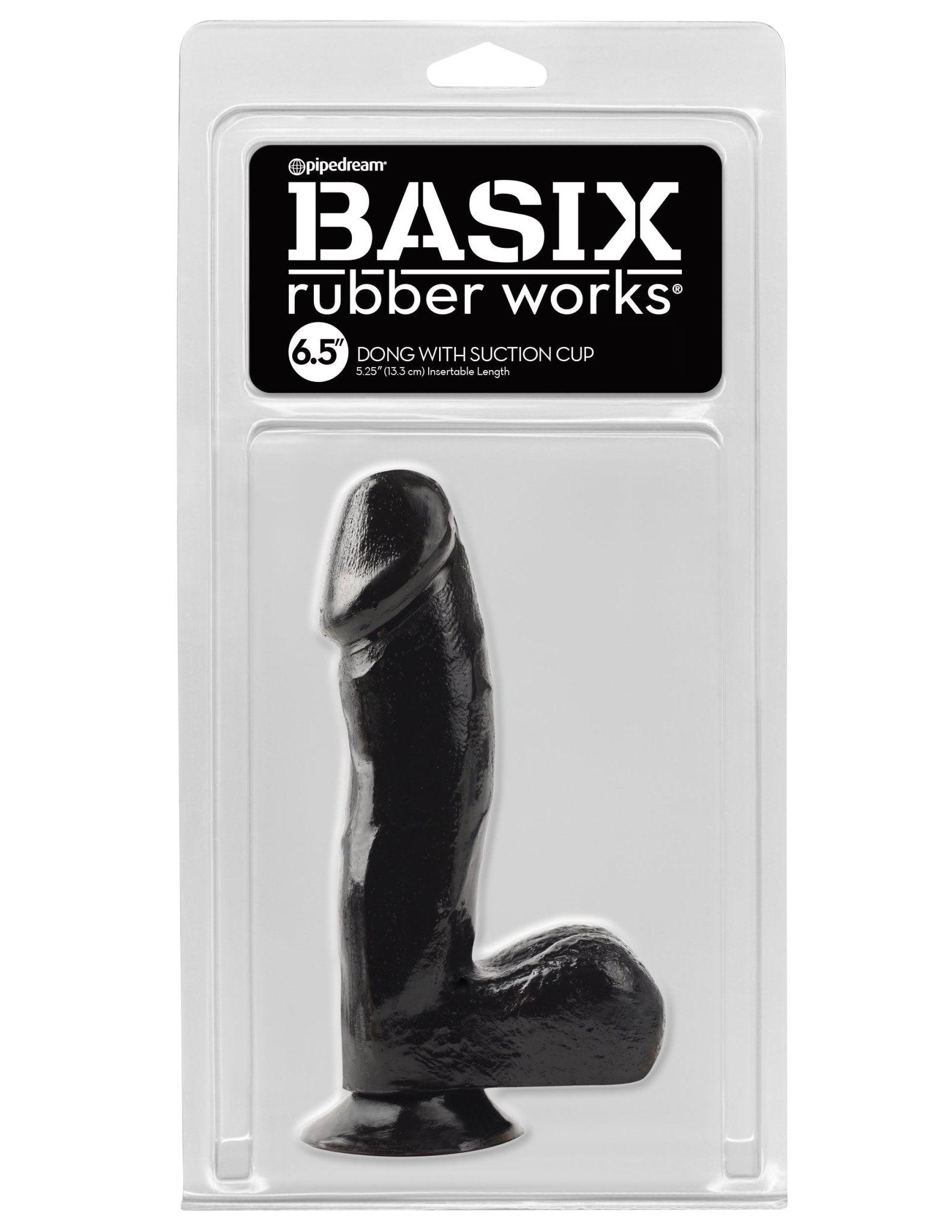 Basix Rubber Works - 6.5 Inch Dong With Suction Cup - Black PD4220-23