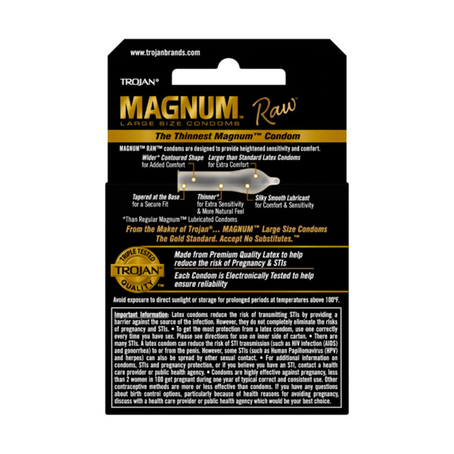 Trojan Magnum Raw 3 Ct Condoms PM20016