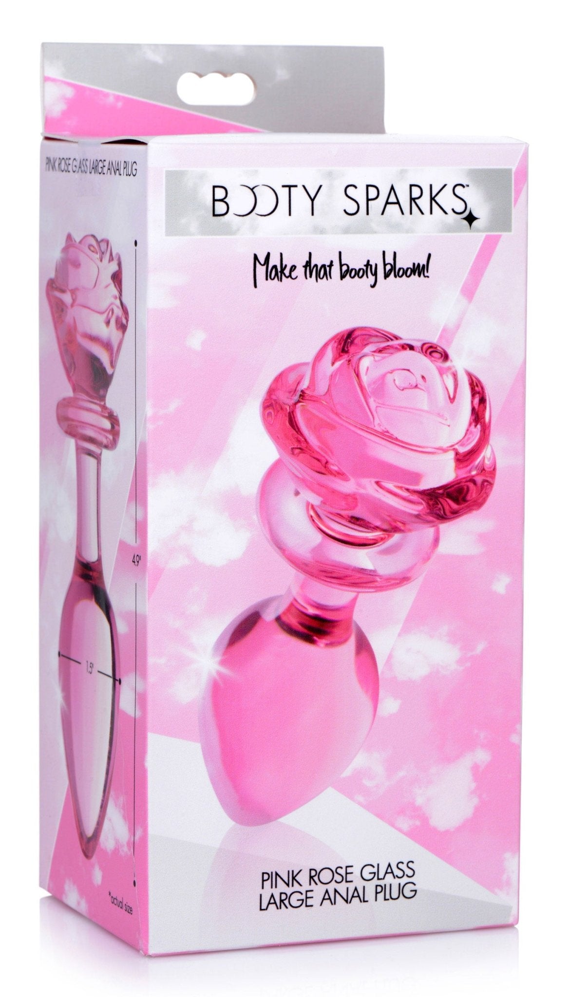 Pink Rose Glass Anal Plug - Large BTYS-AG650-LRG