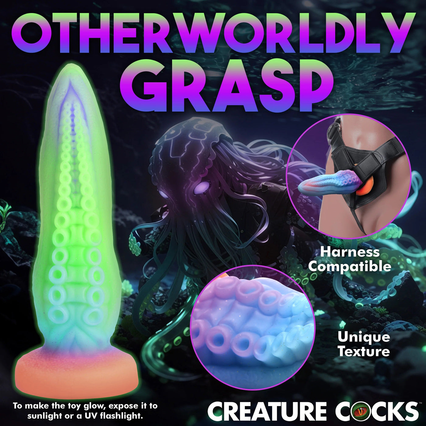 Tenta-Cock Glow-in-the-Dark Silicone Dildo CC-AH289