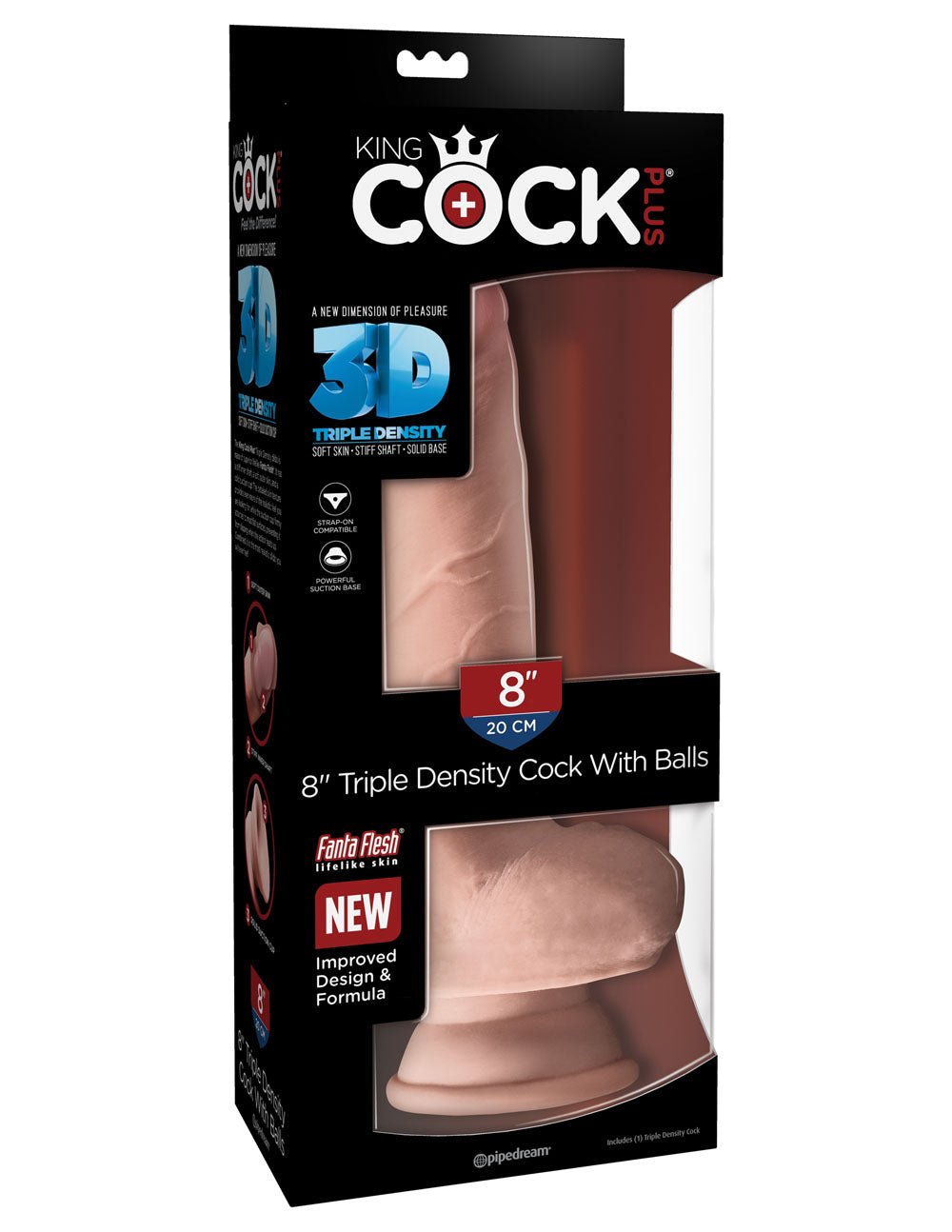 King Cock Plus Triple Density 8 Inch Cock With Balls - Flesh PD5719-21