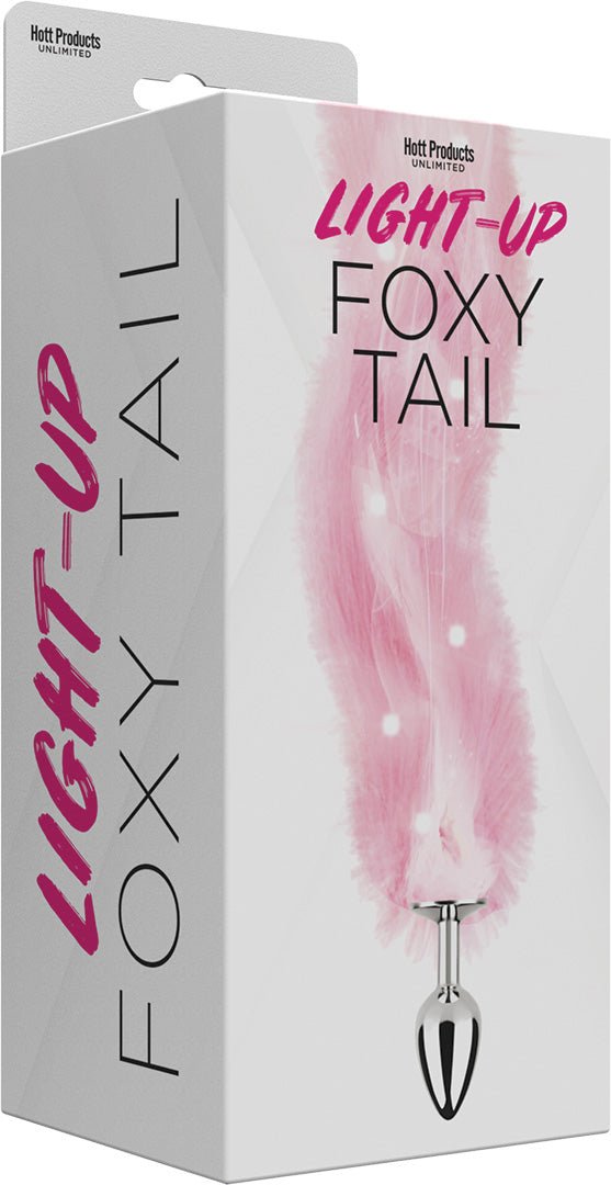 Foxy Tail - Light Up Faux Fur Butt Plug - Pink Plug - Pink HTP3480