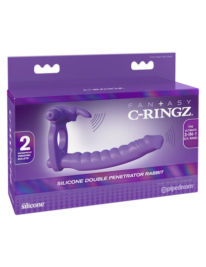 Fantasy C-Ringz Silicone Double Penetrator Rabbit - Purple PD5819-12