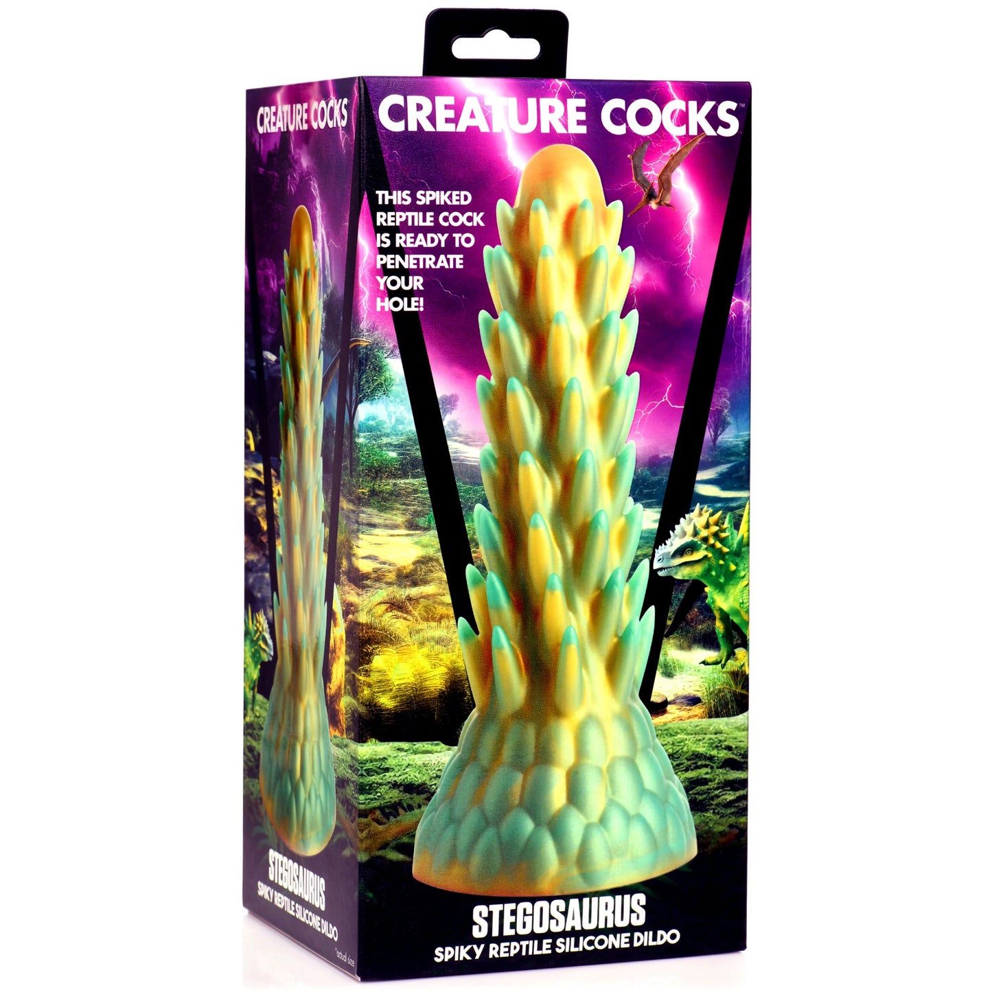 Stegosaurus Spiky Reptile Silicone Dildo - Green CC-AH294-GRN