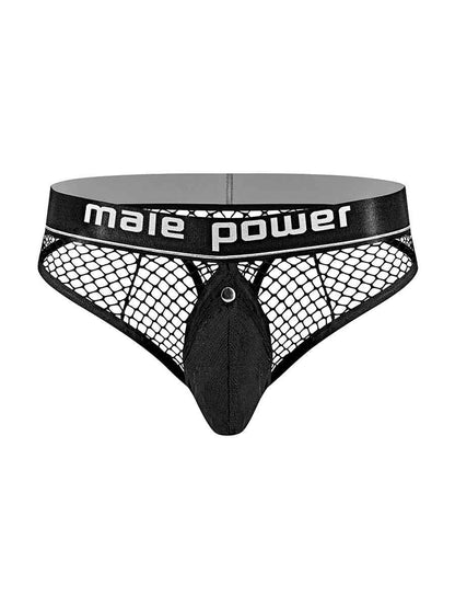 Cock Pit Net Cock Ring Thong - L/ XL - Black MP-410260BKLX