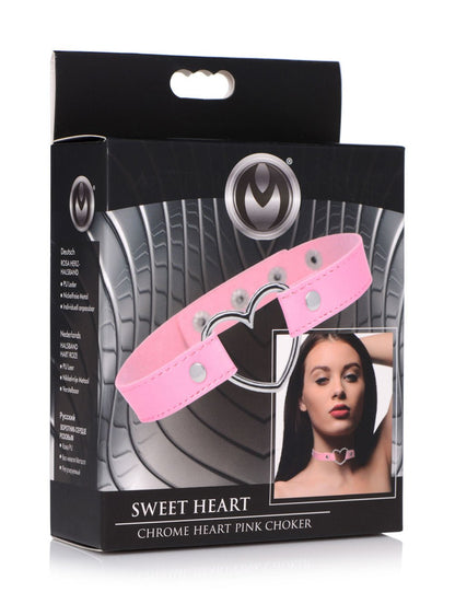 Dark Heart Chrome Heart Choker - Pink MS-AG249-PNK