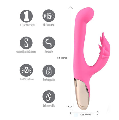 Maui 420 Series - Dual Motor G-Spot Pot Leaf - Rechargeable Vibrator - Pink MTMA2001LF