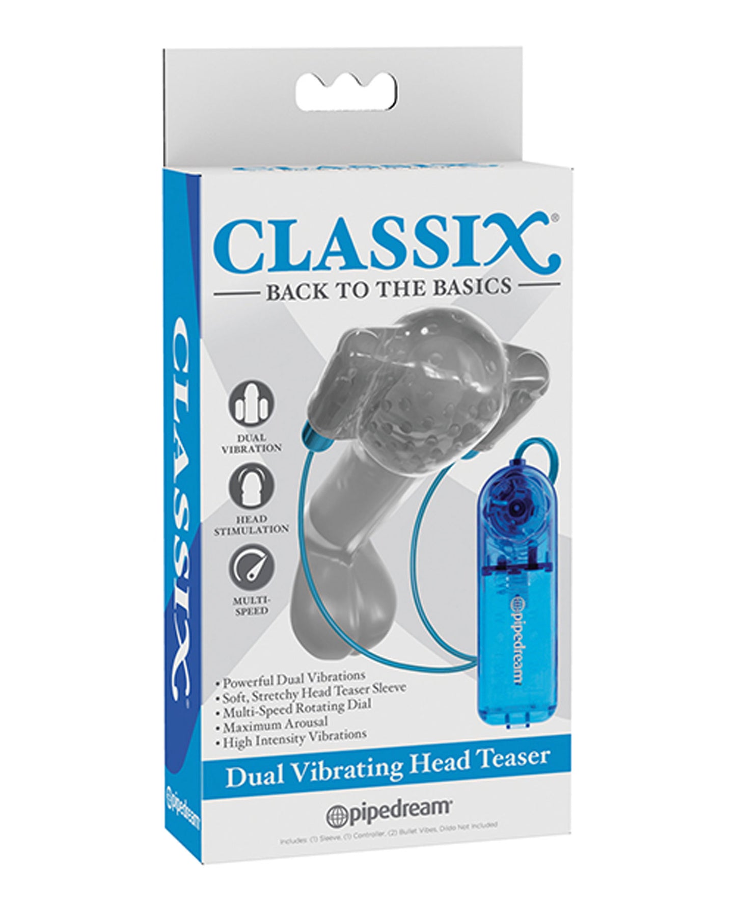 Classix Dual Vibrating Head Teaser - Blue/clear PD1996-14