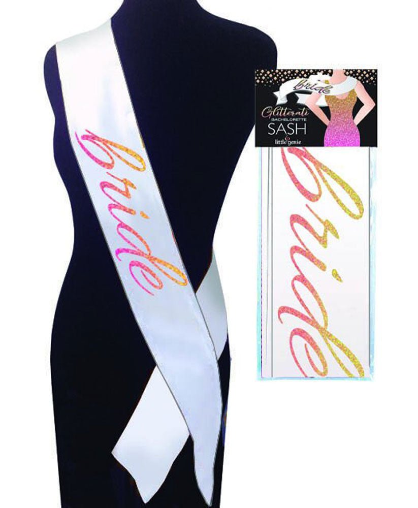 Glitterati Bride Sash - White LG-NVC106