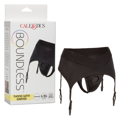 Boundless Thong With Garter - L/xl - Black SE2701193