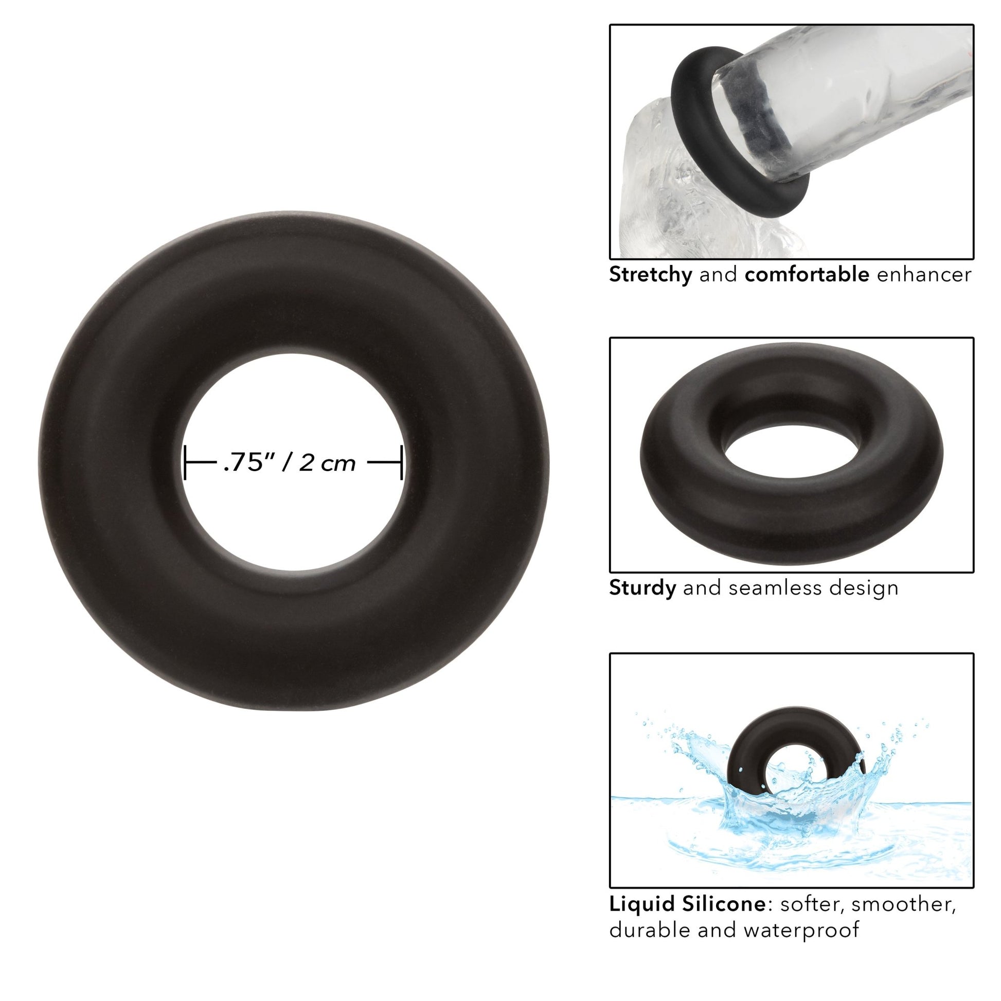 Alpha Liquid Silicone Prolong Medium Ring - Black SE1491502