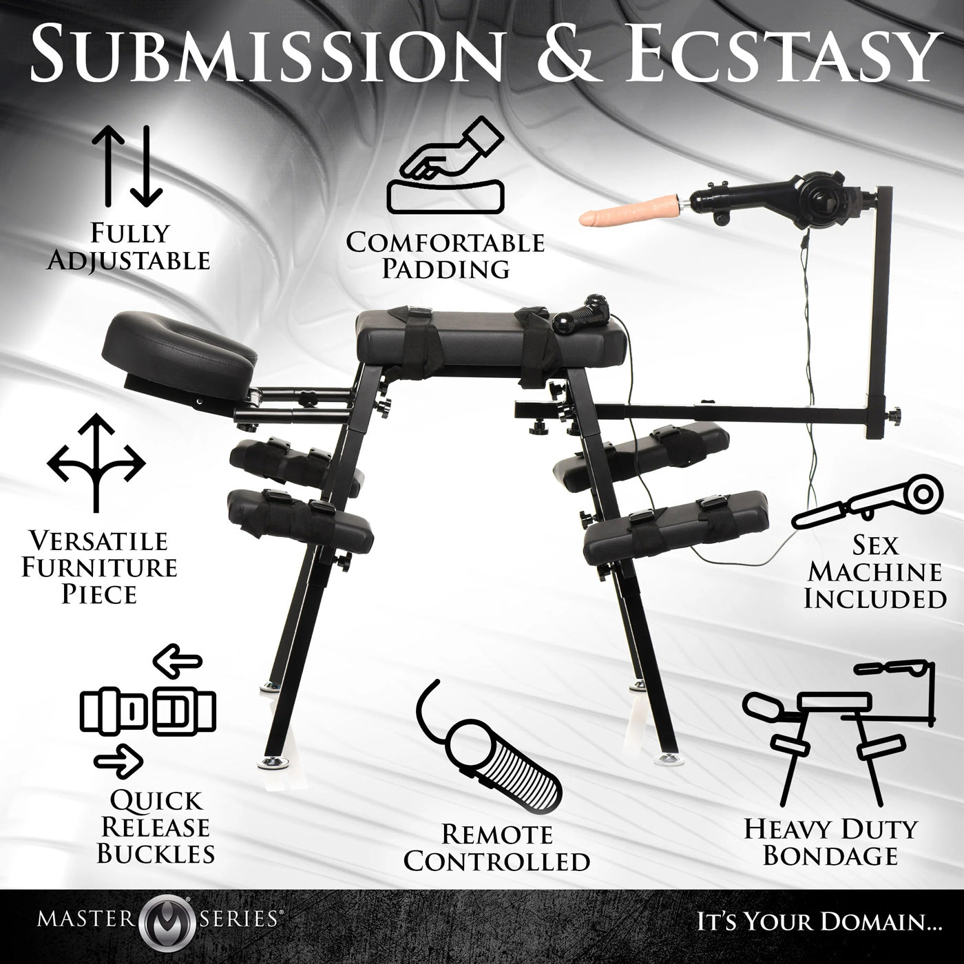 Obedience Bench With Sex Machine - Black MS-AH298