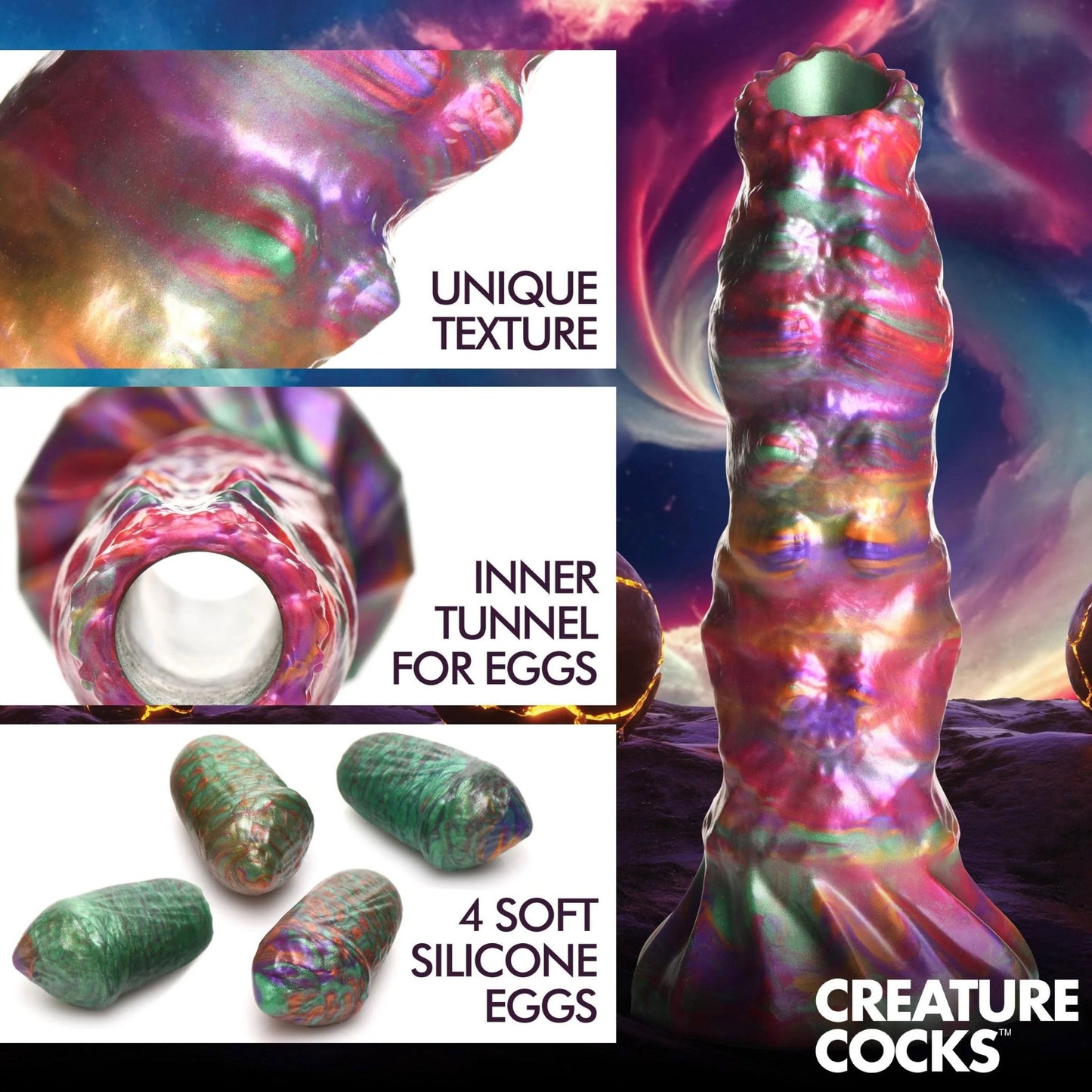 Larva Silicone Ovipositor Dildo With Eggs - Multicolor CC-AH195-MUL