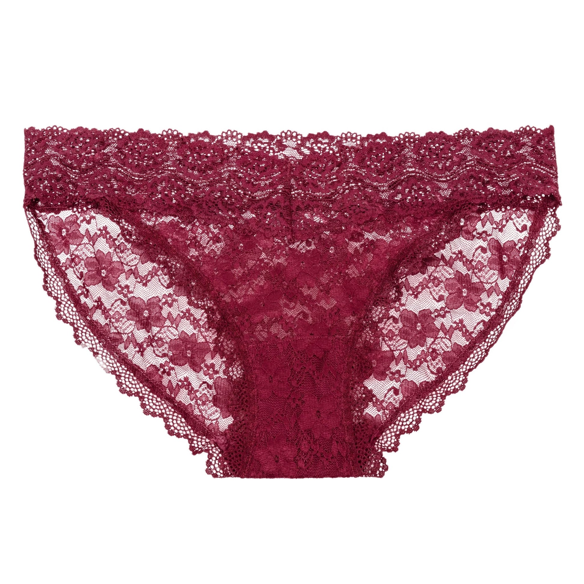 Remote Control Lace Panty Set - S/ M - Burgundy SE0077883