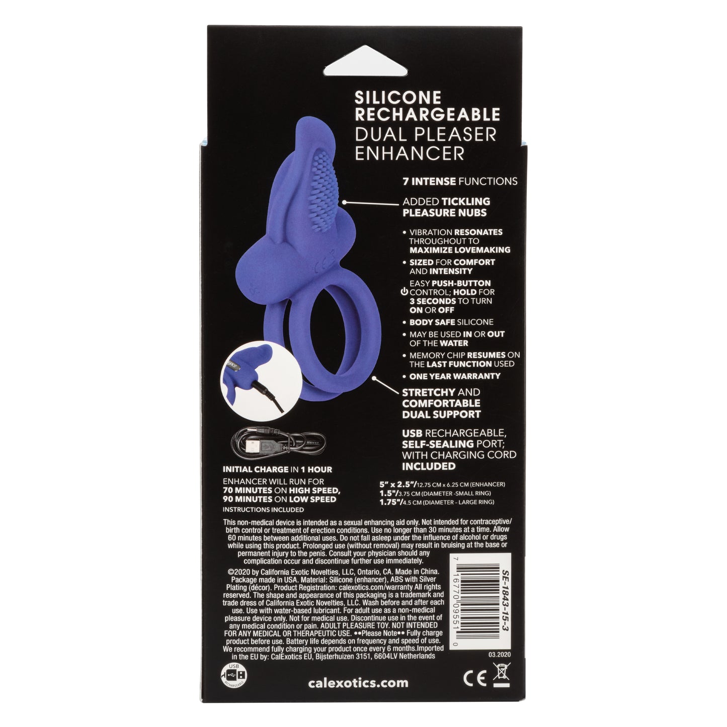 Silicone Rechargeable Dual Pleaser Enhancer SE1843153