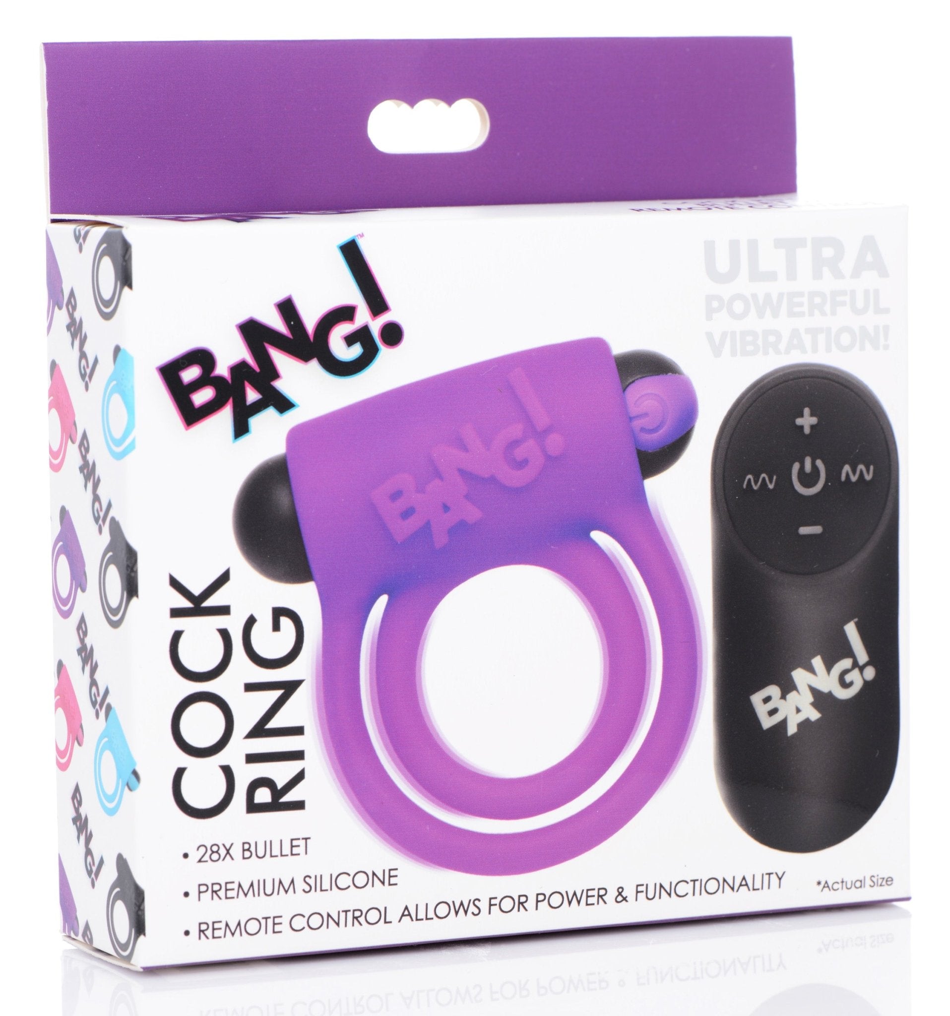 Bang - Silicone Cock Ring and Bullet With Remote Control - Purple BNG-AG572-PUR