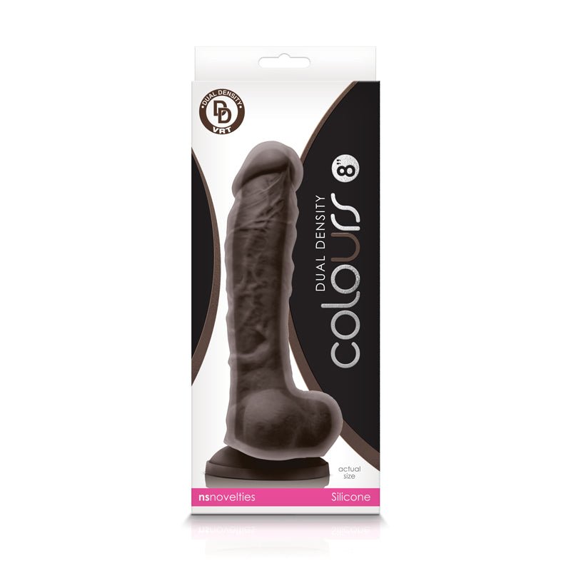 Colours - Dual Density - 8 Inch Dildo - Dark Brown NSN-0403-29